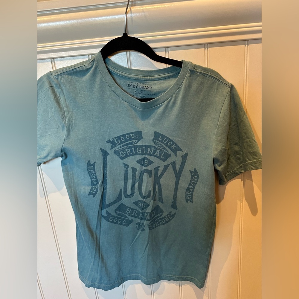 LUCKY BRAND Boys Size Medium Two Tone Green Short Sleeve Tee